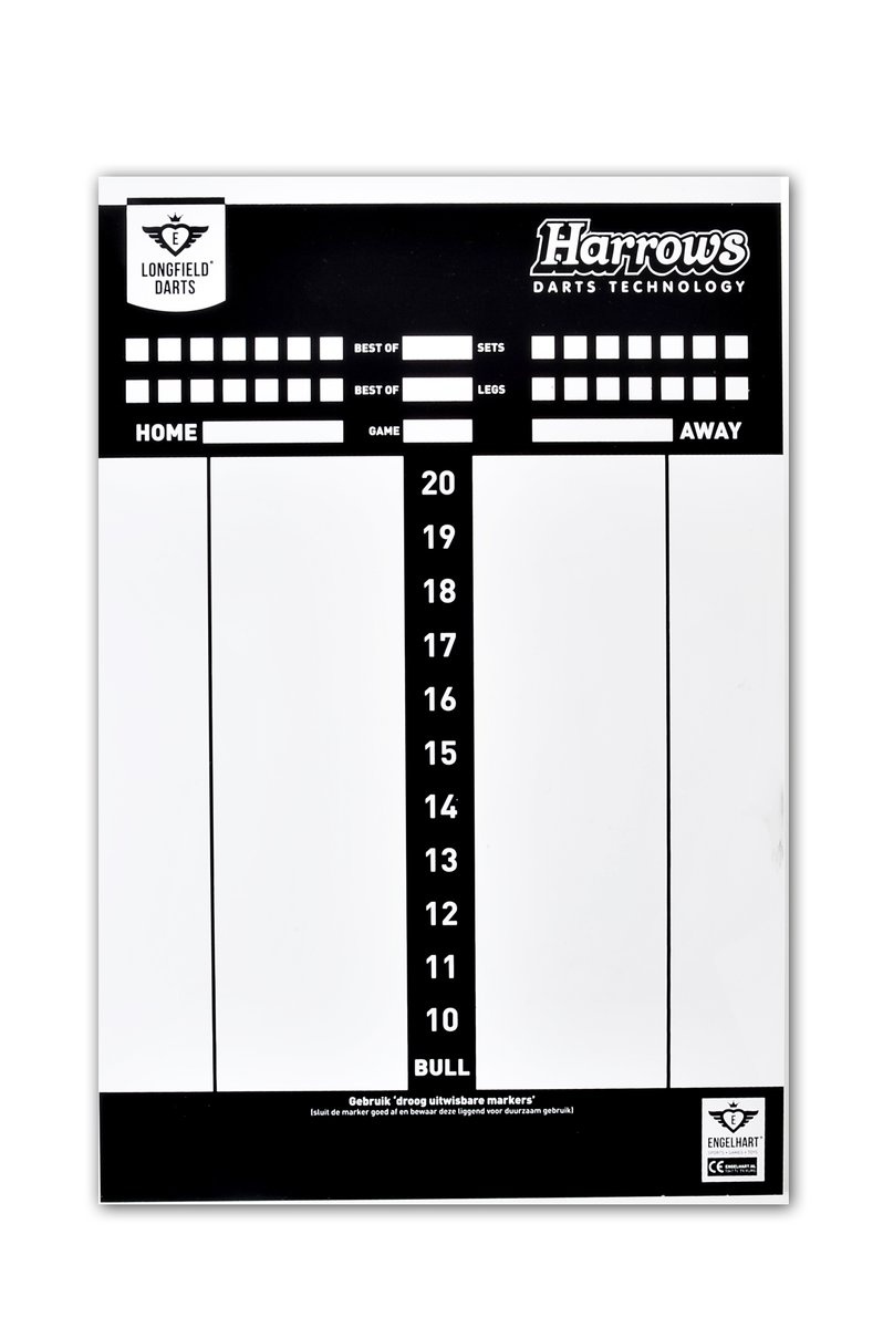 Longfield Games Scoreboard for darts with rule book 45x 30 cm