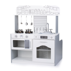 Chipolino 2-in-1 Wooden Toy Kitchen with Restaurant Gray
