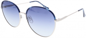 H.I.S zonnebril gepolariseerd dames rond cat. 3. zilver/blauw