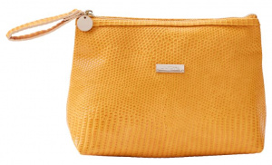Jjdk make-up/toilettas Chebbi 24 x 18 cm polyurethaan geel