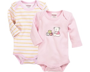 Schnizler romper Beren lange mouw roze/geel 2 stuks