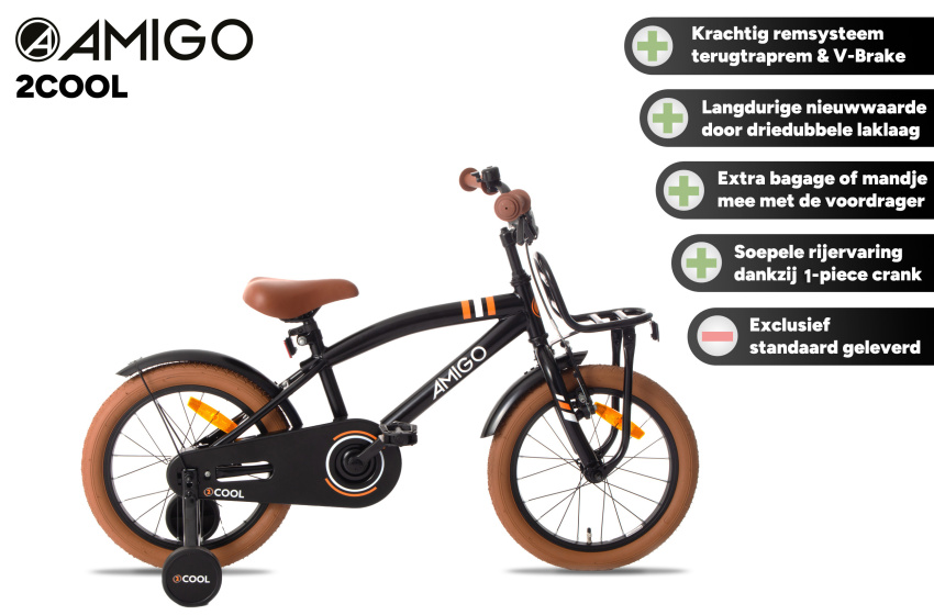 AMIGO 2Cool 16 Inch Boys Coaster Brake Black