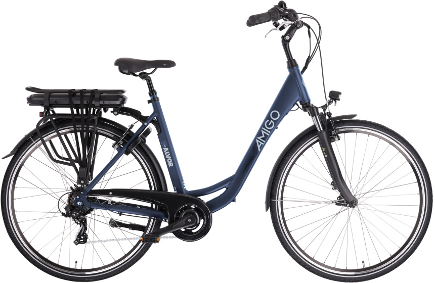 AMIGO E Alvor D2 28 Inch 50 cm Dames 7V V Brakes Matblauw afbeelding
