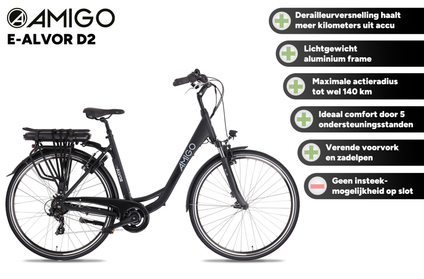 AMIGO E-Alvor D2 28 Inch Women 7SP Rim Brakes Matte black