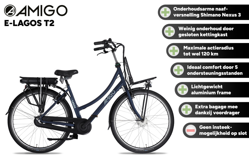 AMIGO E-Lagos T2 28 Inch Women 3SP Rim Brakes Matte blue