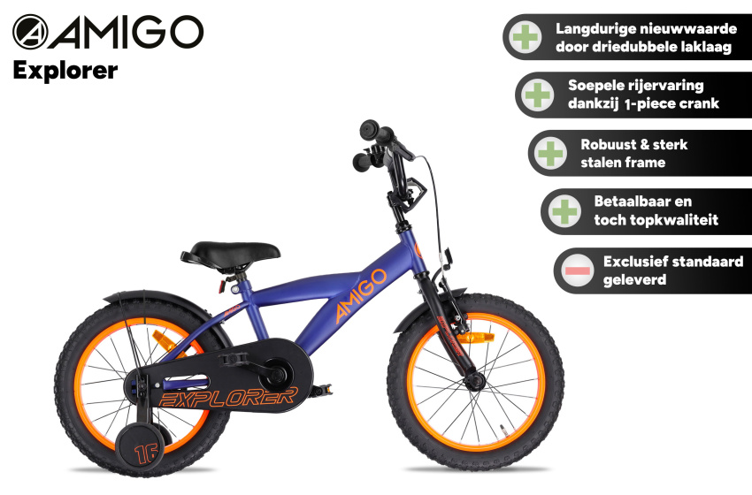 AMIGO Explorer 14 Inch 21,5 cm Boys Coaster Brake Blue/Orange