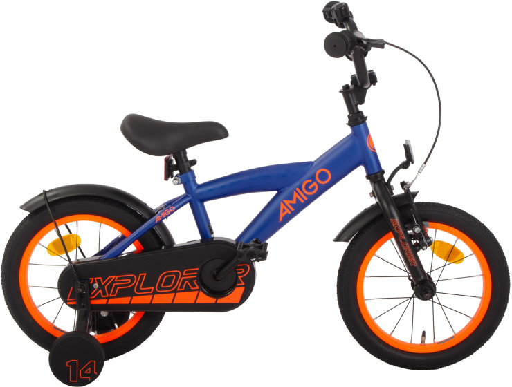 AMIGO Explorer 14 Inch Boys Coaster Brake Blue/Orange