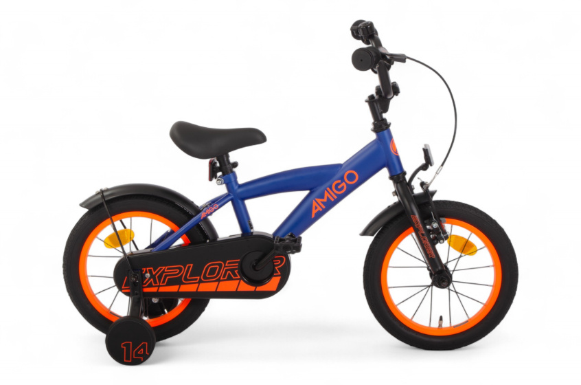 AMIGO Explorer 14 Inch Boys Coaster Brake Blue/Orange