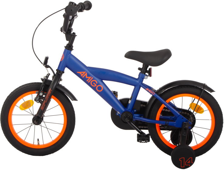 AMIGO Explorer 14 Inch Boys Coaster Brake Blue/Orange