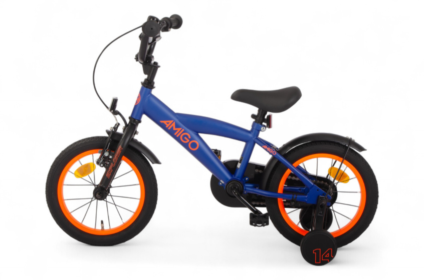 AMIGO Explorer 14 Inch Boys Coaster Brake Blue/Orange