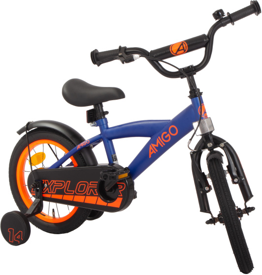 AMIGO Explorer 14 Inch Boys Coaster Brake Blue/Orange