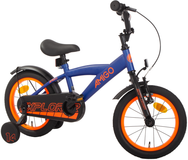 AMIGO Explorer 14 Inch Boys Coaster Brake Blue/Orange