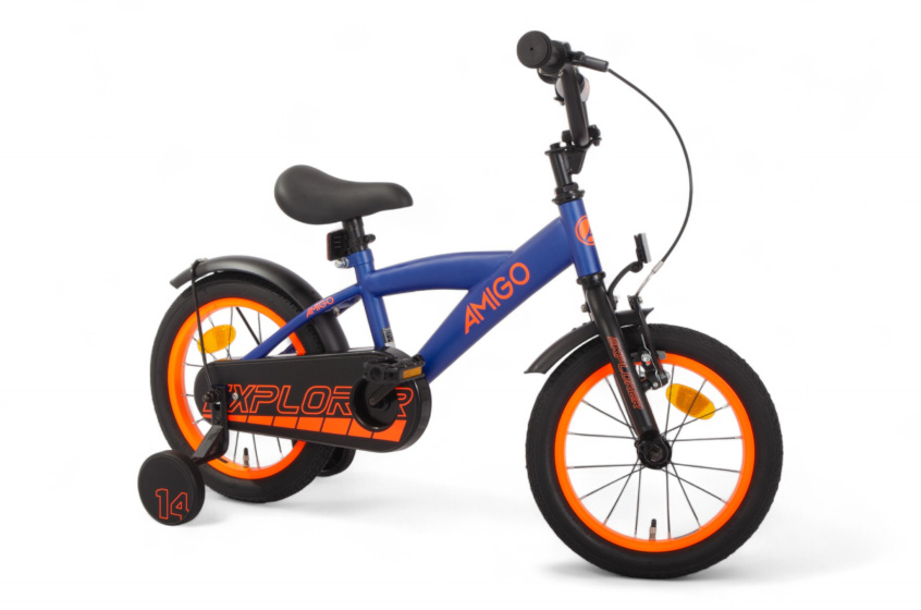 AMIGO Explorer 14 Inch Boys Coaster Brake Blue/Orange