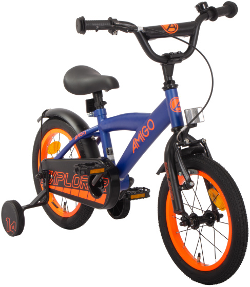 AMIGO Explorer 14 Inch Boys Coaster Brake Blue/Orange