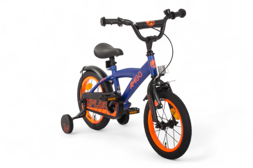 AMIGO Explorer 14 Inch Boys Coaster Brake Blue/Orange