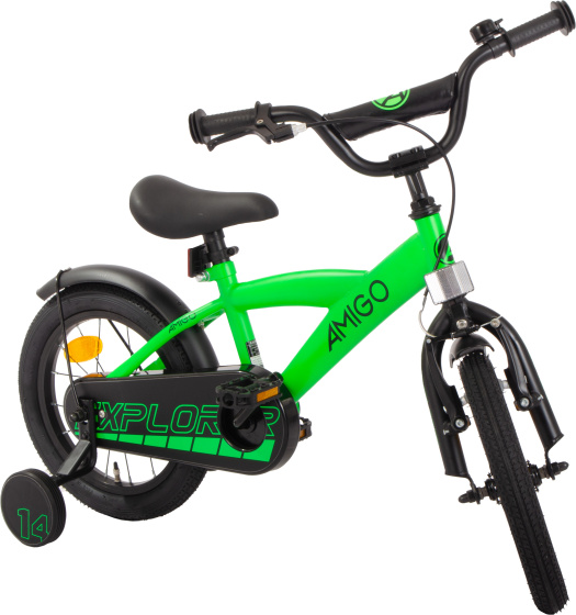 AMIGO Explorer 14 Inch Jongens Terugtraprem Groen/Zwart