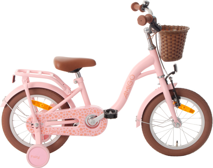 AMIGO Fairy 14 Inch Meisjes Terugtraprem Zalmroze