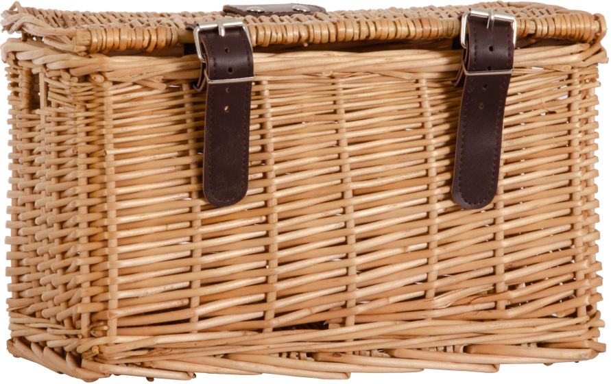 AMIGO bicycle basket with lid 10 liters reed natural