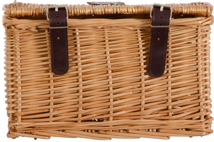 AMIGO bicycle basket with lid 10 liters reed natural