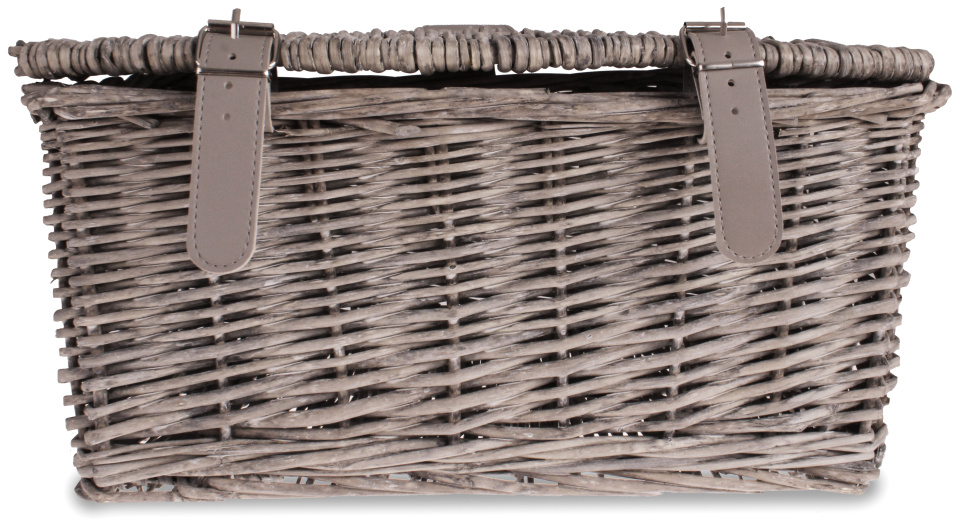 AMIGO bicycle basket with lid 16 liters reed ash gray