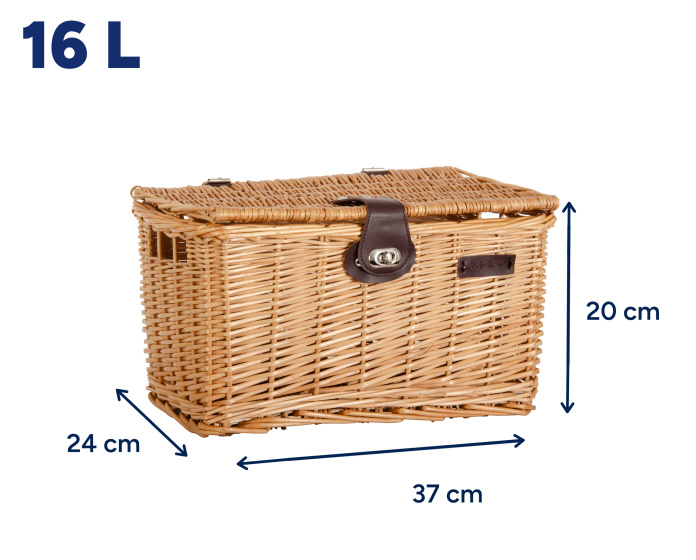 AMIGO fietsmand met deksel 16 liter riet naturel