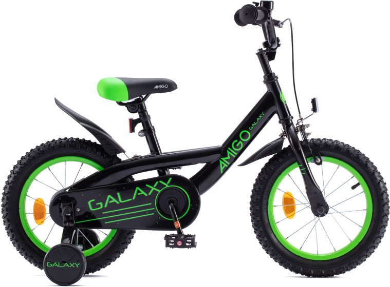 galaxy 12 inch 20 cm jongens terugtraprem zwart/groen galaxy 12 inch 20 cm jongens terugtraprem zwart/groen