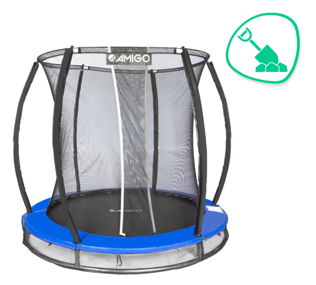 AMIGO inground trampoline Deluxe met veiligheidsnet 244 cm blauw-S1