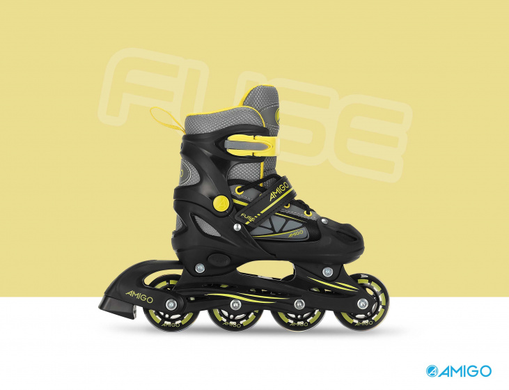 inlineskates Fuse junior polypropyleen zwart/geel mt 34/37