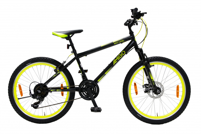Next Level 24 Inch 39 cm Junior 21V V-Brakes Zwart/Geel Next Level 24 Inch 39 cm Junior 21V V-Brakes Zwart/Geel
