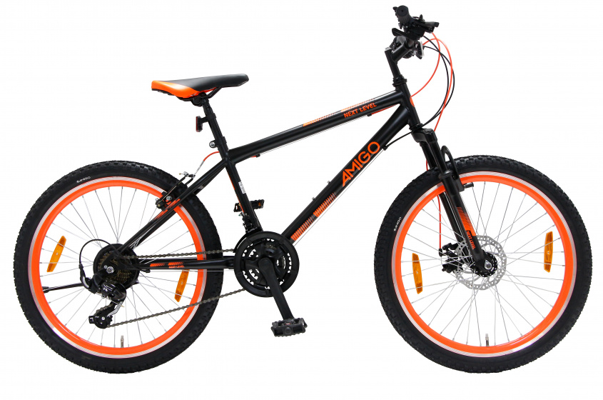 Next Level 24 Inch 39 cm Junior 21V V-Brakes Zwart/Oranje Next Level 24 Inch 39 cm Junior 21V V-Brakes Zwart/Oranje