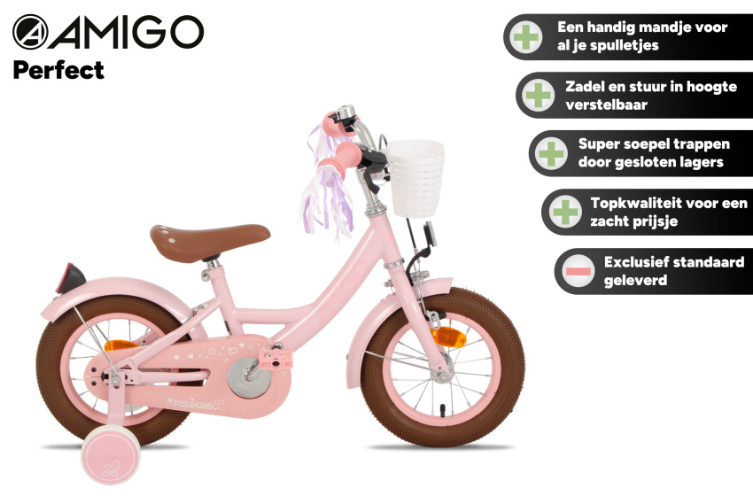 AMIGO Perfect 12 Inch Girls Coaster Brake Pink