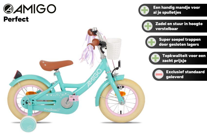 AMIGO Perfect 12 Inch Girls Coaster Brake Turquoise
