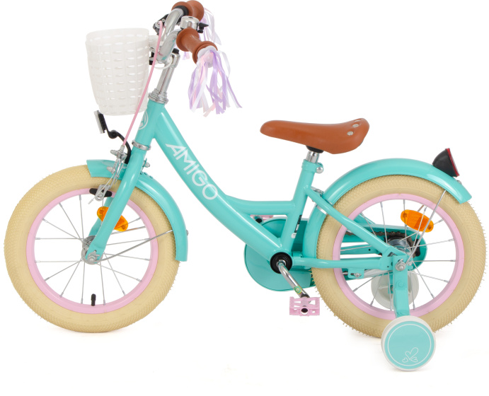 AMIGO Perfect 14 Inch Meisjes Terugtraprem Turquoise