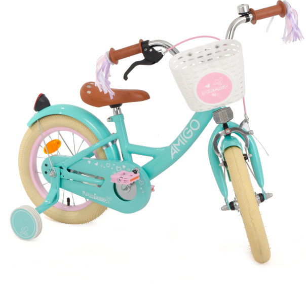 AMIGO Perfect 14 Inch Meisjes Terugtraprem Turquoise