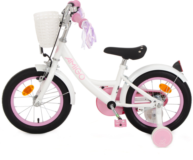 AMIGO Perfect 14 Zoll Mädchen Rücktrittbremse Weiß/Rosa