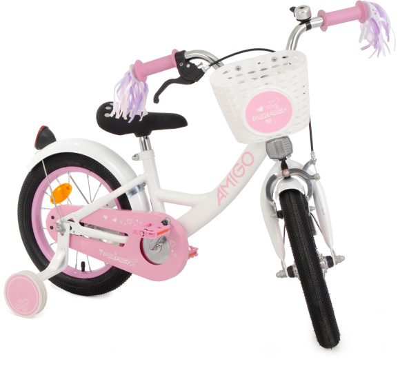 AMIGO Perfect 14 Zoll Mädchen Rücktrittbremse Weiß/Rosa