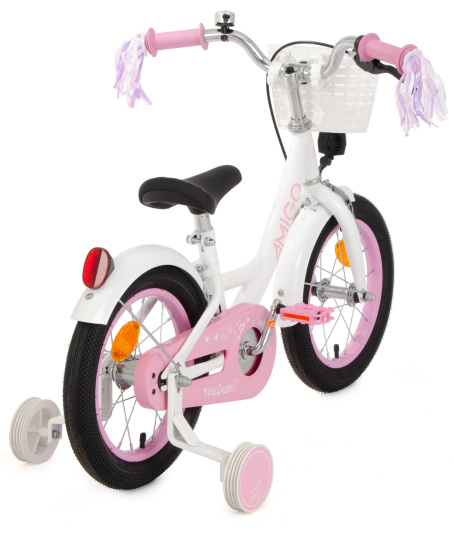 AMIGO Perfect 14 Zoll Mädchen Rücktrittbremse Weiß/Rosa