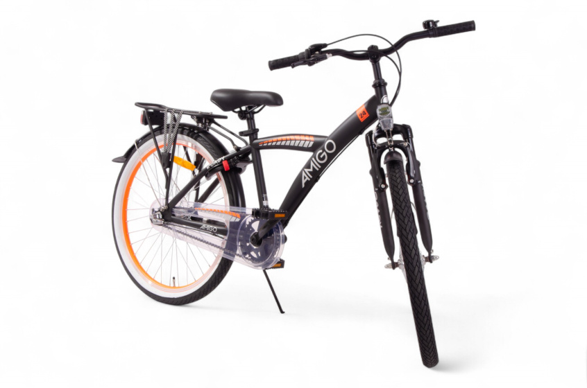 AMIGO Roady 24 Inch Jongens 3V Terugtraprem Zwart/Oranje