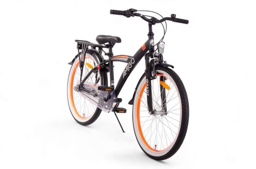 AMIGO Roady 24 Inch Jongens 3V Terugtraprem Zwart/Oranje