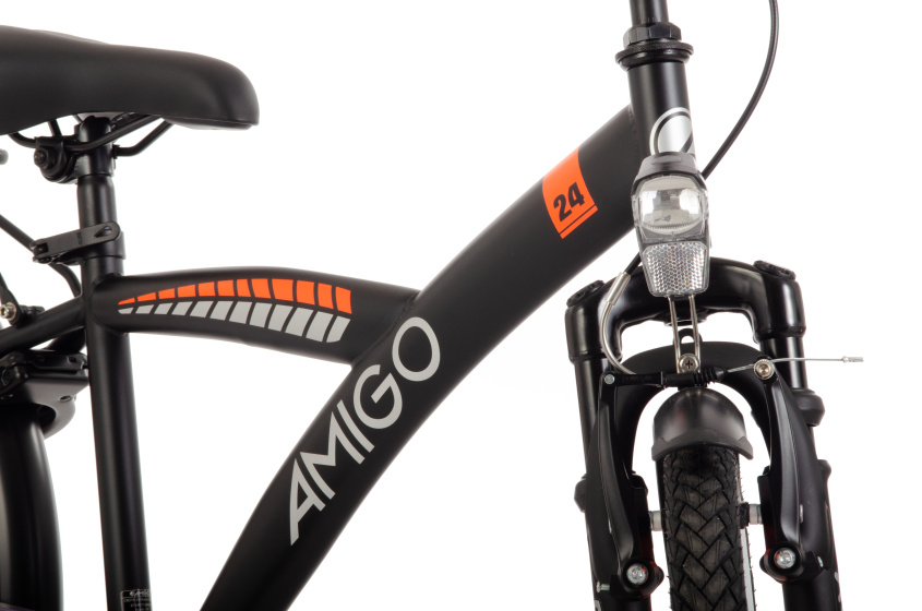 AMIGO Roady 24 Inch Jongens 3V Terugtraprem Zwart/Oranje