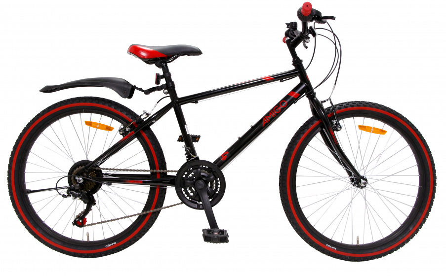 rock 24 inch 38 cm junior 18v v-brakes zwart/rood rock 24 inch 38 cm junior 18v v-brakes zwart/rood