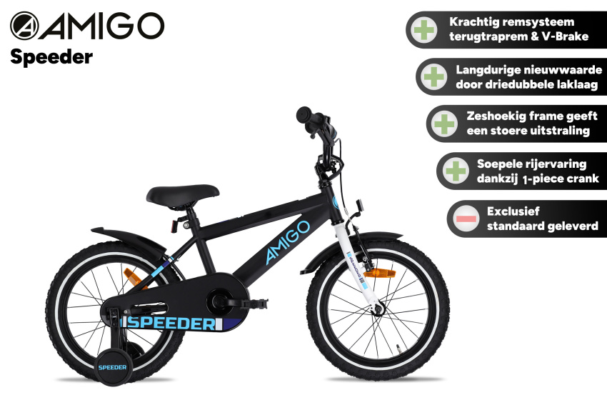 AMIGO Speeder 12 Inch Boys Coaster Brake Black/Blue