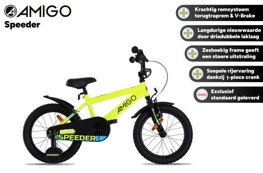 AMIGO Speeder 14 Zoll Jungen Rücktrittbremse Gelb/Schwarz