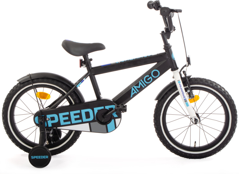 AMIGO Speeder 16 Zoll Jungen Rücktrittbremse Schwarz/Blau
