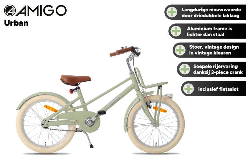 AMIGO Urban Aluminium Frame 20 Inch Meisjes Terugtraprem Groen