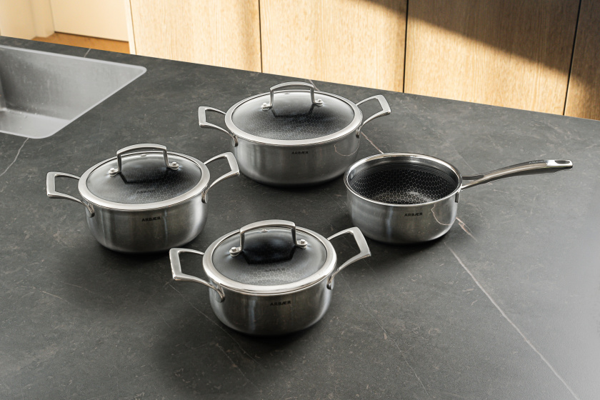Arbaer 7-Piece Induction Pans Set with Honeycomb Non-Stick Coating