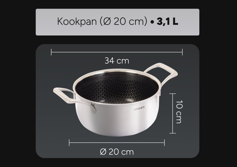 Arbaer Cooking pan Ø 20 cm with lid - Honeycomb non-stick coating - Induction