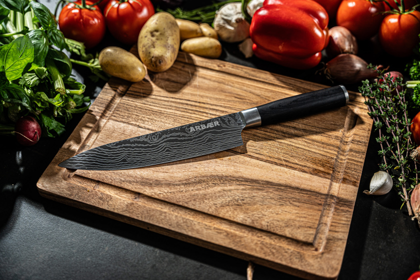 Arbaer Koksmes 20 cm - Japanse Damascus Print - Pakka Houten Handvat