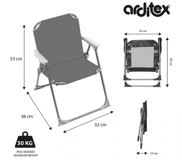 Arditex vouwstoel Frozen II junior 53 x 32 x 38 cm blauw