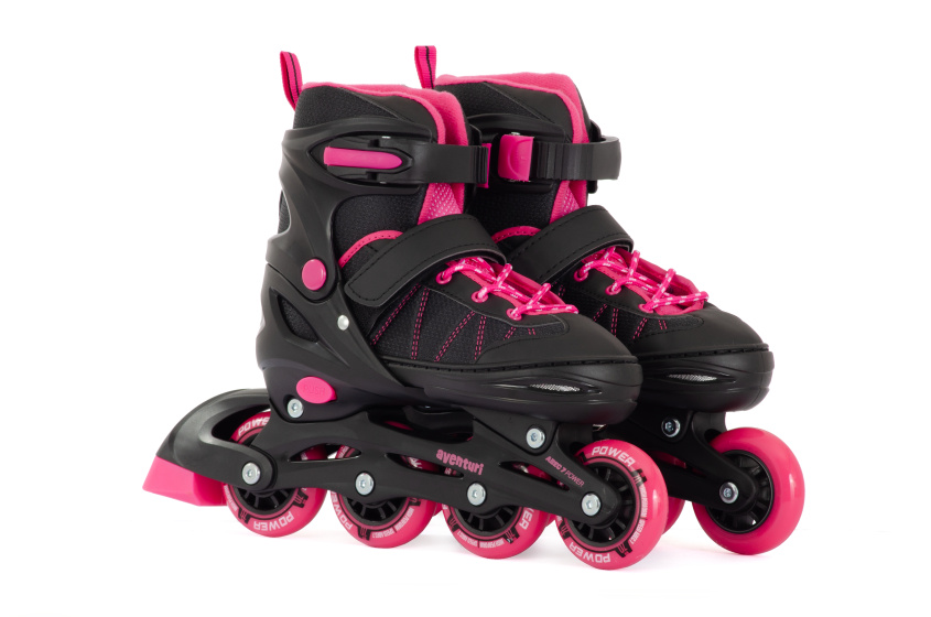Aventuri Verstelbare Inline Skates Semi-softboot Zwart/Roze